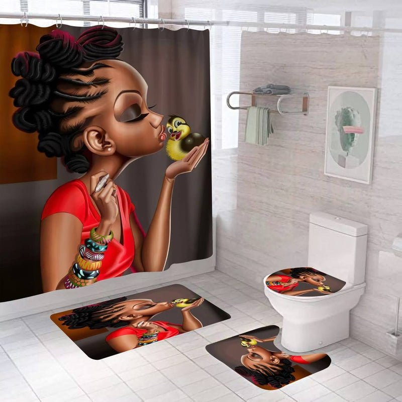 Braided Beauty Red & Gold — 4-Piece Bathroom Set