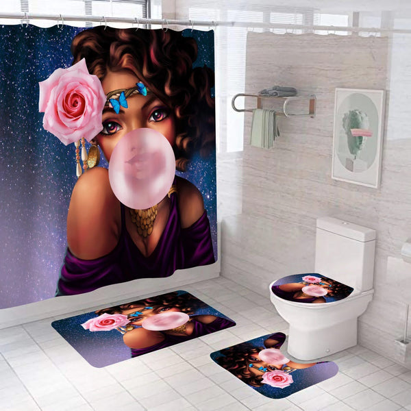 Fantasy Glam Rose & Galaxy — 4-Piece Bathroom Set