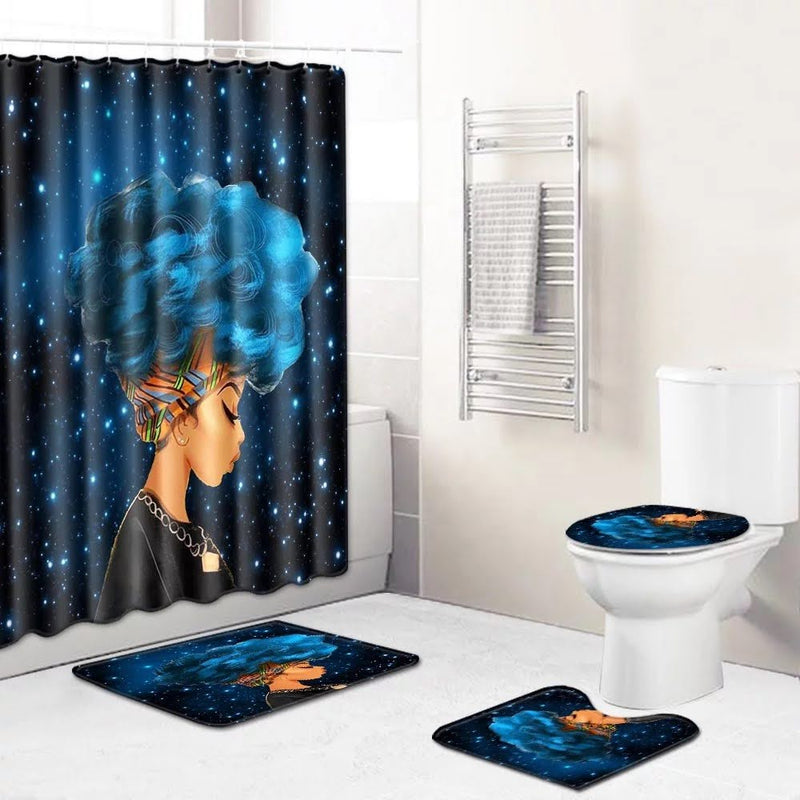 Blue Afro Dark Galaxy — 4-Piece Bathroom Set