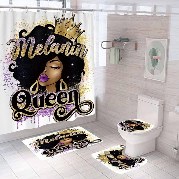Melanin Queen Gold Drip — 4-Piece Bathroom Set