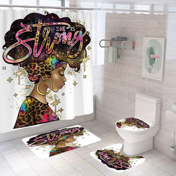 She Is Strong Leopard Holographic — 4-Piece Bathroom Set