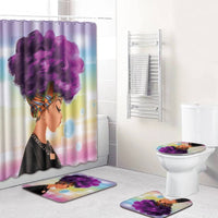 Purple Afro Rainbow Glow — 4-Piece Bathroom Set 1