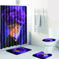 Purple Galaxy Afro Queen — 4-Piece Bathroom Set 1