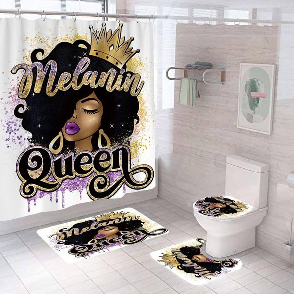 Melanin Queen Gold Drip — 4-Piece Bathroom Set