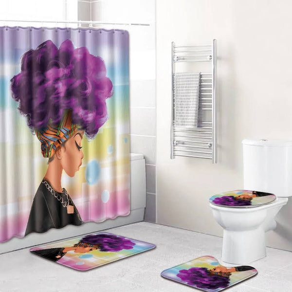 Purple Afro Rainbow Glow — 4-Piece Bathroom Set