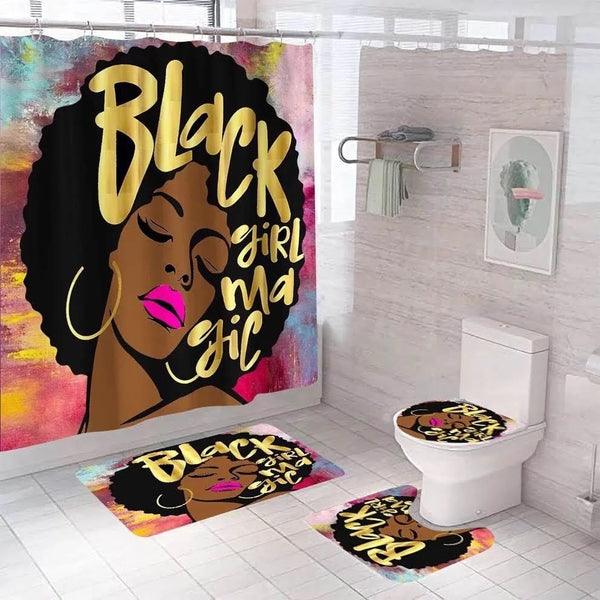 Black Girl Magic Gold Script — 4-Piece Bathroom Set